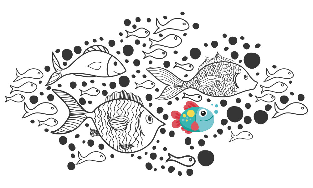 Immagine pesci con pesce colorato