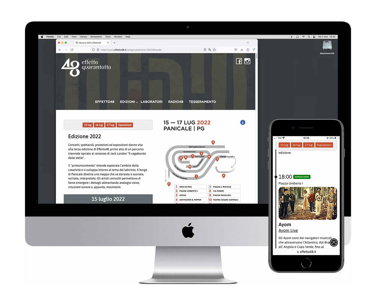 Website Effetto48 on iMac and iPhone