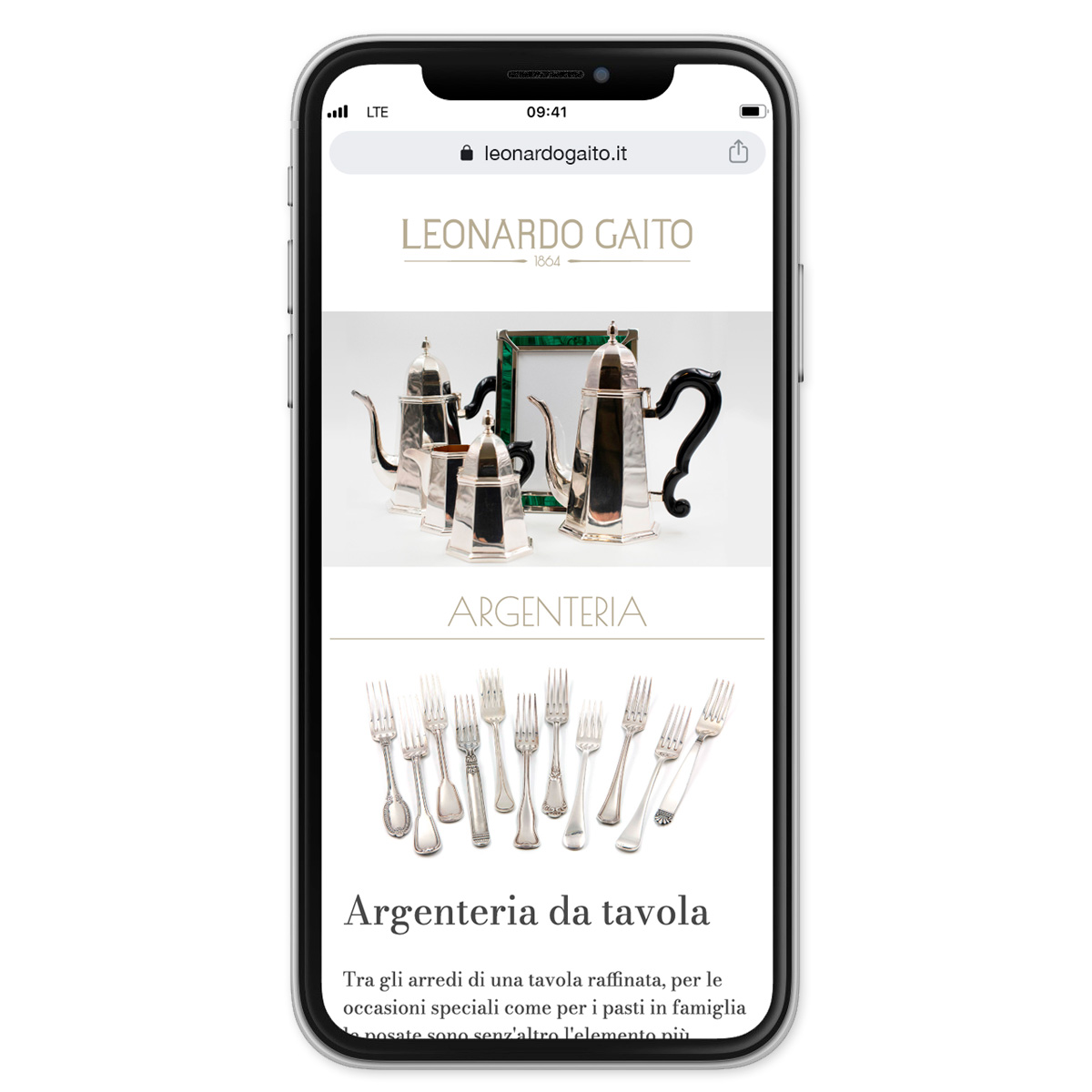 Esempio sito web Leonardo Gaito su dispositivo mobile